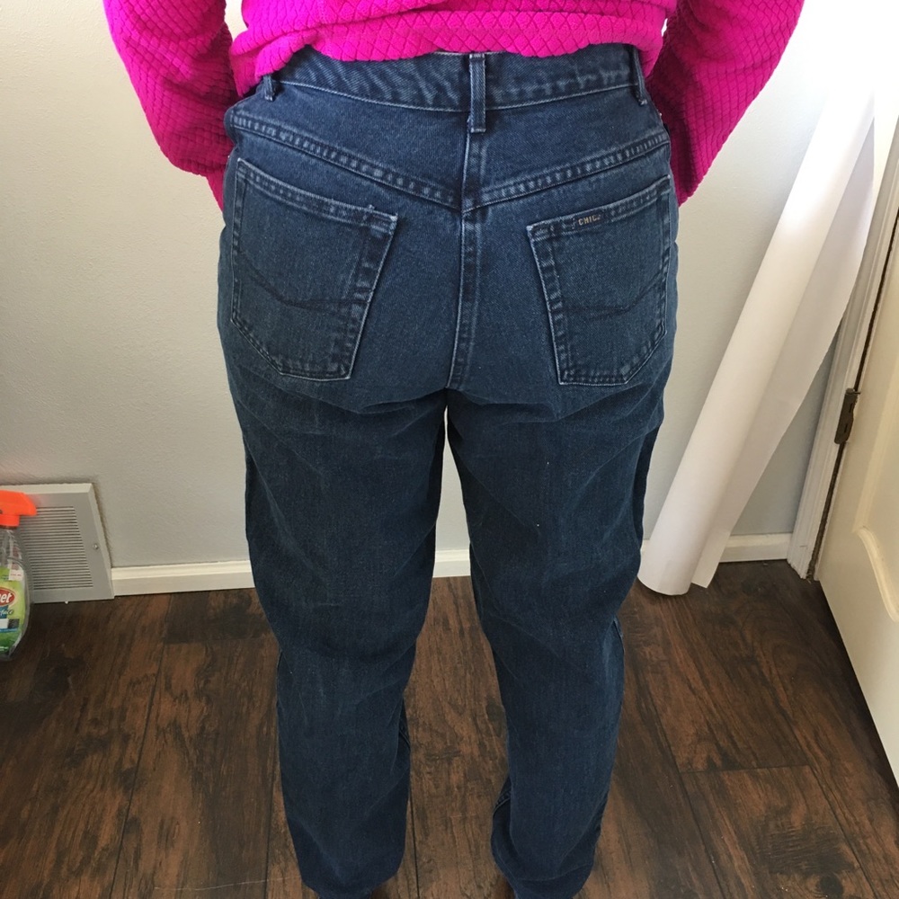 Vintage Chic | dark wash mom high rise jeans